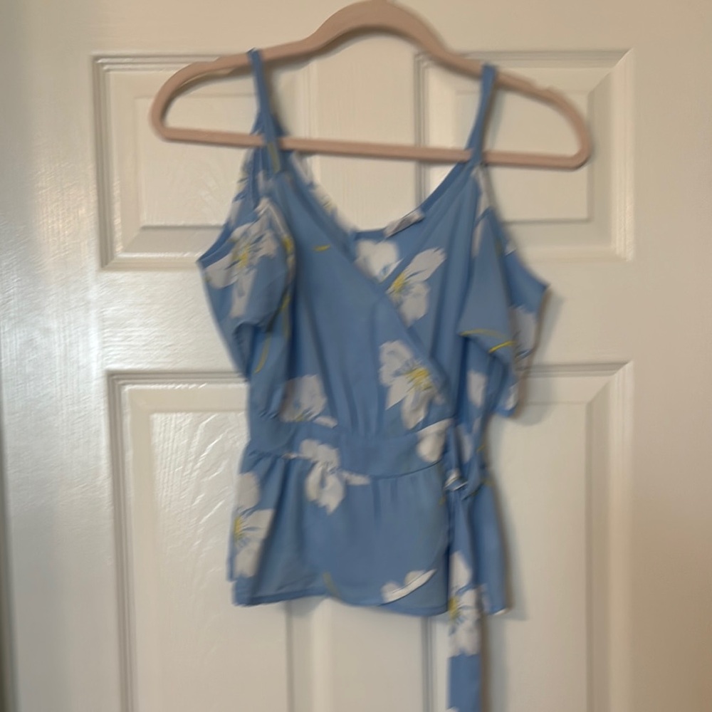 Sienna Sky Blue Floral Wrap Blouse